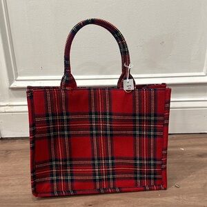 Shiraleah Scottie Red Plaid Tote Bag ***new***
